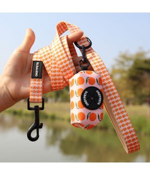 Pet Accessories Wholesale Dog Leash with Poop Bag Holder Customized Christmas Pattern Neoprene Dog Leash