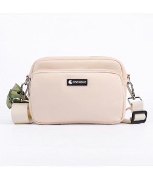 Beige Nylon Shoulder Bag Waterproof Dog Training Pouch Crossbody Dog Walking Bag Pet Training Supplies