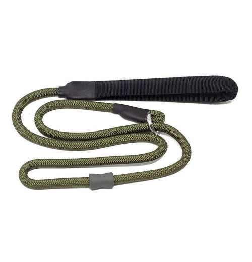 Heavy Duty Rope Dog Leash Green With Leather Handle pet leads for medium large small size dogs pet products slip leads