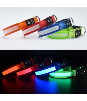 Led Dog Collar Flashing Nylon 3 Mode Lighting Usb Chargeable Leopard Print Dog Pet Collar Dog Collars Manufacturers