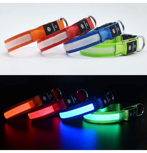 Led Dog Collar Flashing Nylon 3 Mode Lighting Usb Chargeable Leopard Print Dog Pet Collar Dog Collars Manufacturers